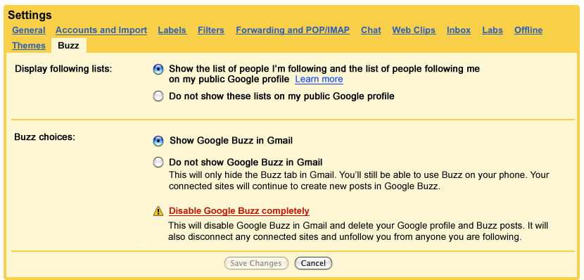 En breve, Gmail contará con opcións de configuración de Google Buzz