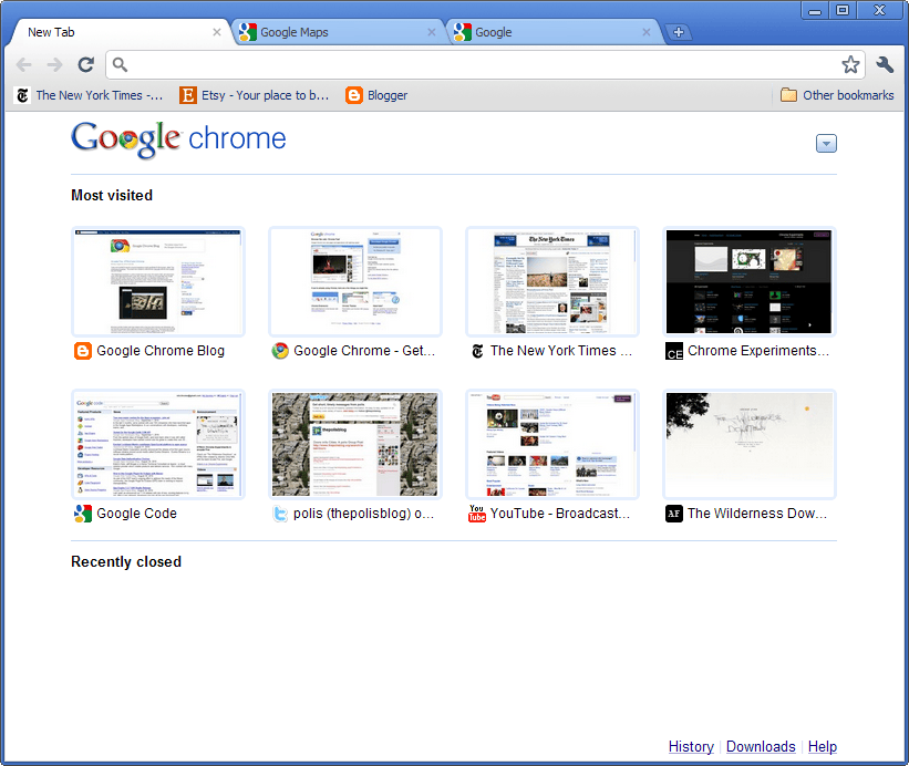Aparencia actual de Google Chrome