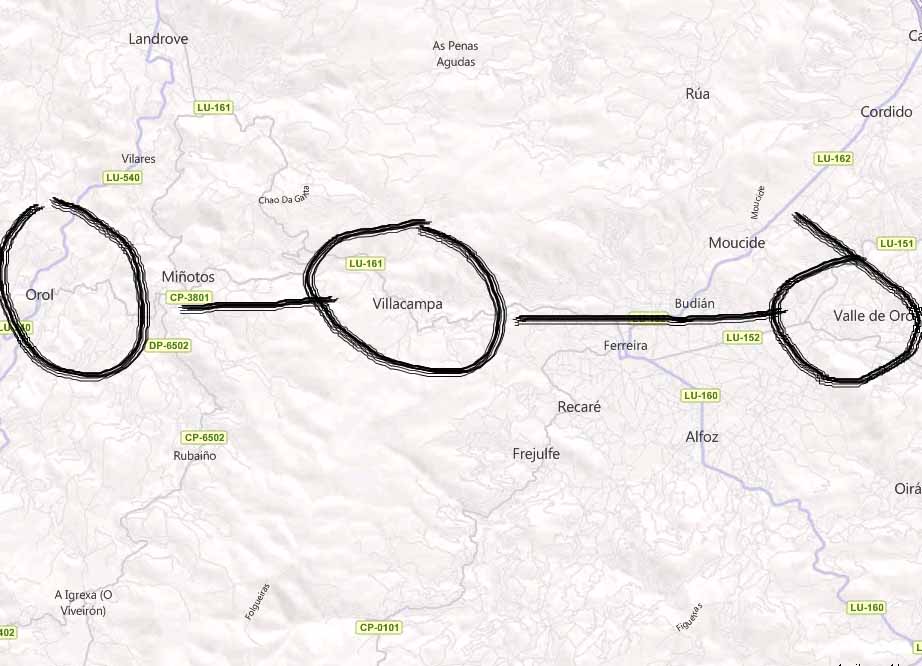 A ruta da deturpación: de Orol a Valle del Oro, pasando por Villacampa