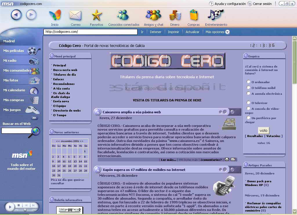 Así era codigocero.com durante o seu primeiro ano na web