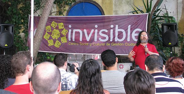 Richard Stallman, nunha das visitas anteriores a Málaga, visto na web cyberfrancis.net