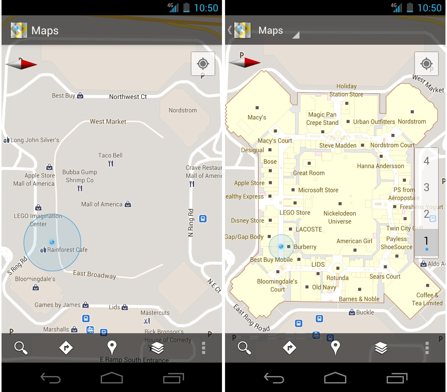 Polo momento os mapas de interiores só están dispoñibles para móbiles Android