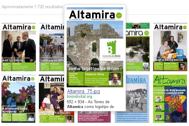 Portadas da revista local Altamira, onde xa se ten publicado información, a xeito de guía, sobre os establecementos e empresas da contorna