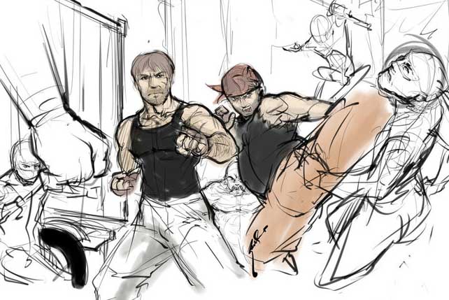 Deseño conceptual para a secuela de Bad Dudes Vs. DragonNinja