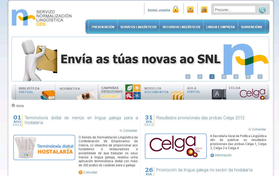 Captura da web de normalización da CEG, dende onde se canaliza unha boa parte do seu labor de asesoramento da lingua