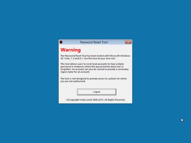 A aplicación pode reiniciar o contrasinal de practicamente calquera ordenador con Windows