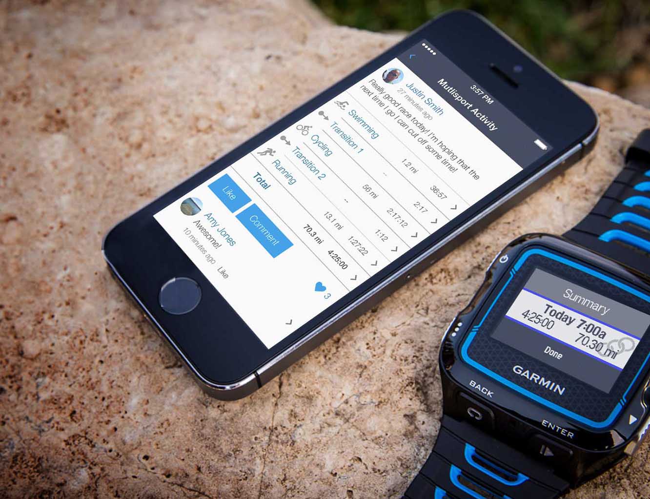 O novo reloxo deportivo de Garmin é compatible coa aplicación Garmin Connect para iOS e Android, pero tamén pode sincronizarse co smartphone para recibir notificacións