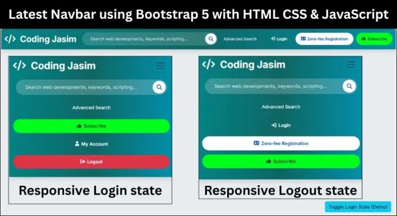 Latest Navigation Bar Using Bootstrap 5 With Html Css And Javascript - Premium Gradient Illustration Gallery - Ultra HD