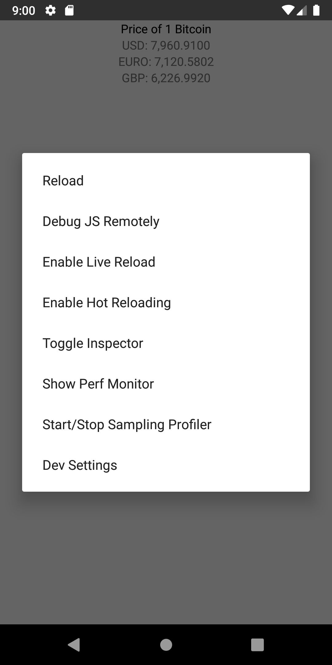 react native developer options keyboard shortcut android emulator