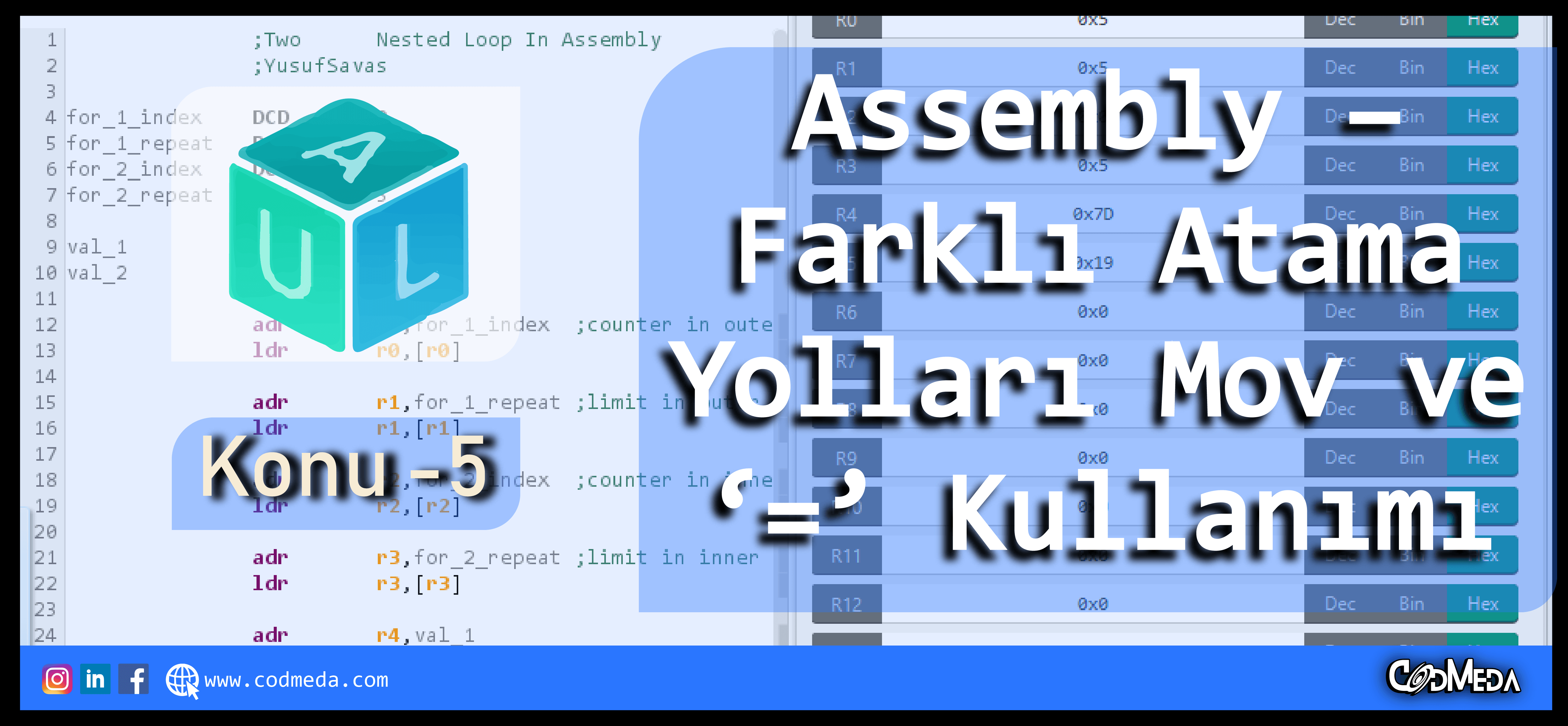 Assembly Farklı Atama Yolları Mov ve ‘=’ Kullanımı CodMeda