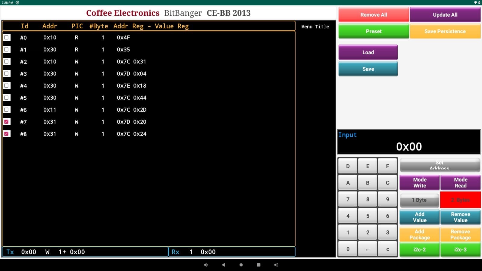 Interface of the Bit Banger, displaying digital signal generation controls.