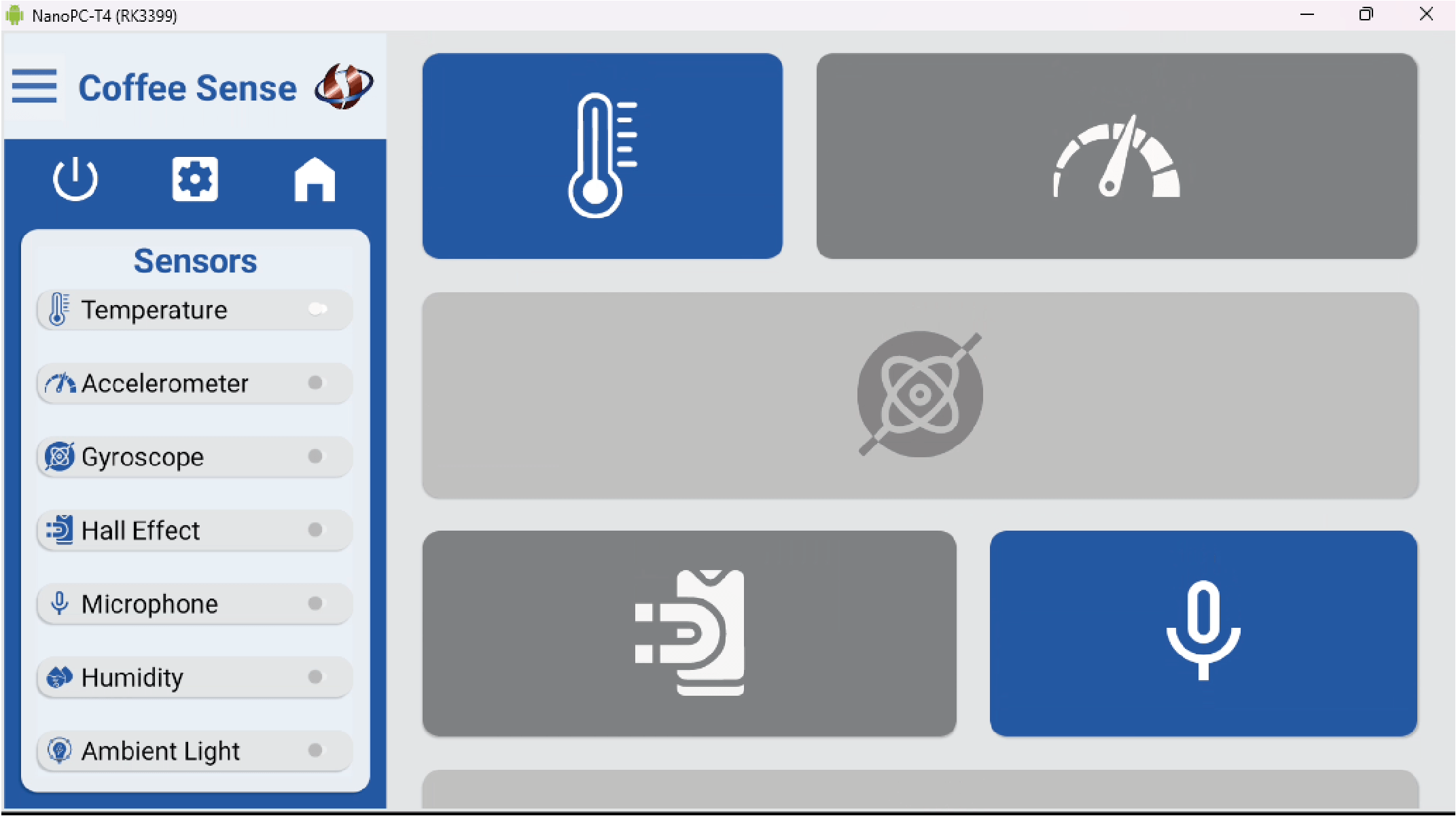 Coffee Sense interface