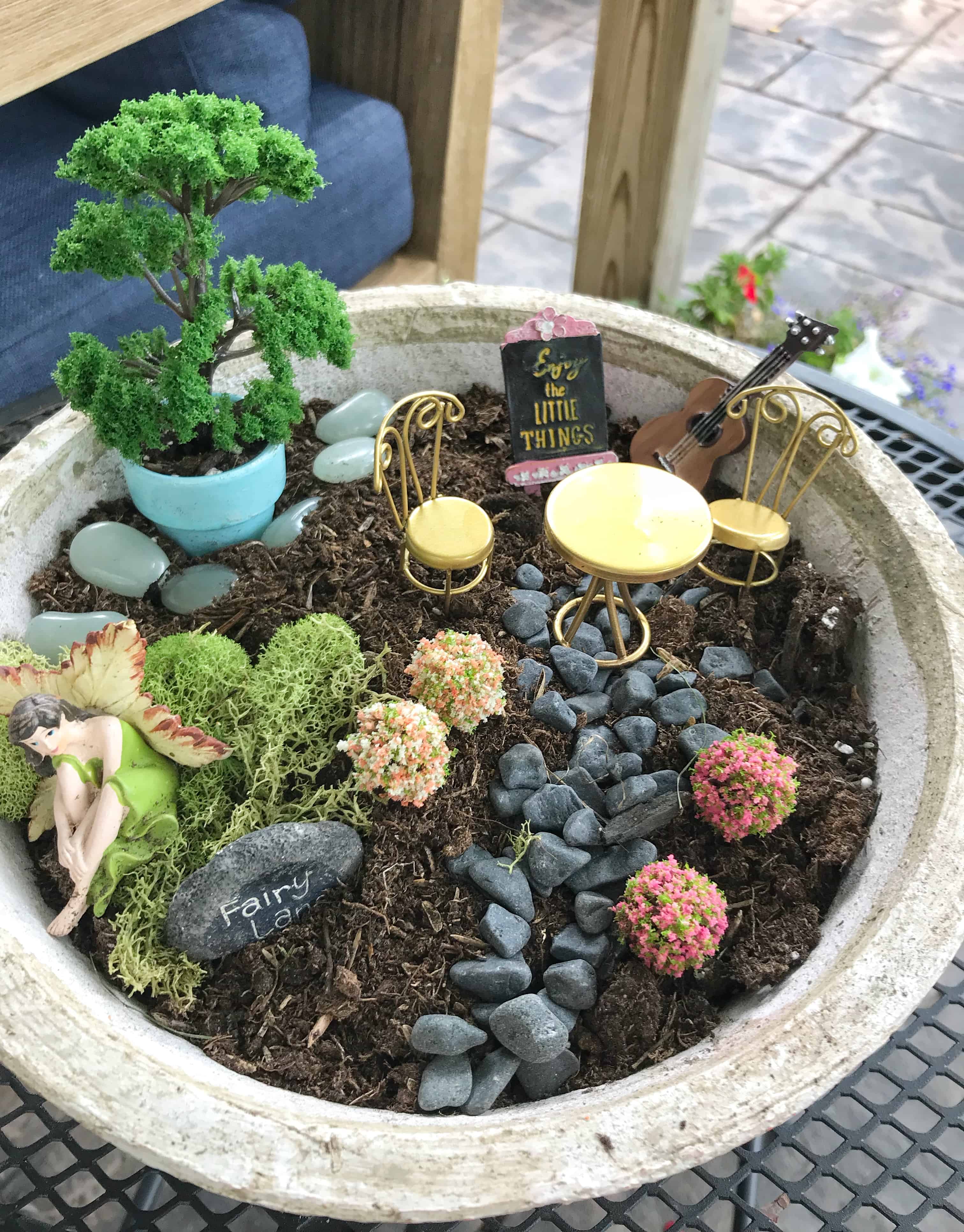 DIY Small Fairy Garden in a Pot Organize by Dreams