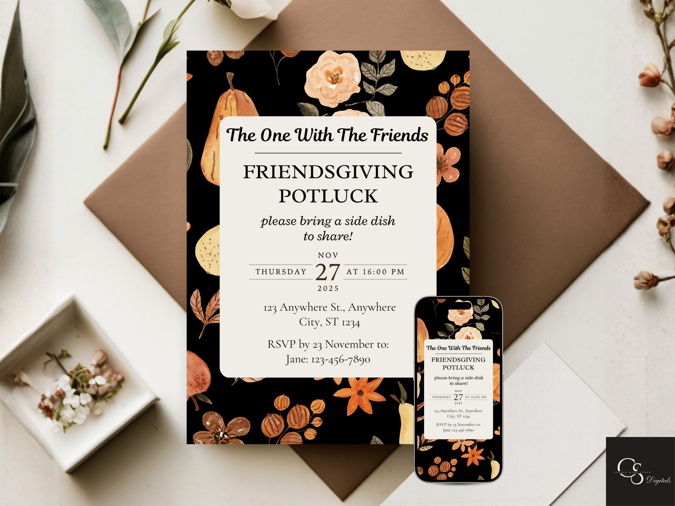 Thanksgiving printable invite template.