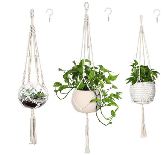 Macrame pot hangers.