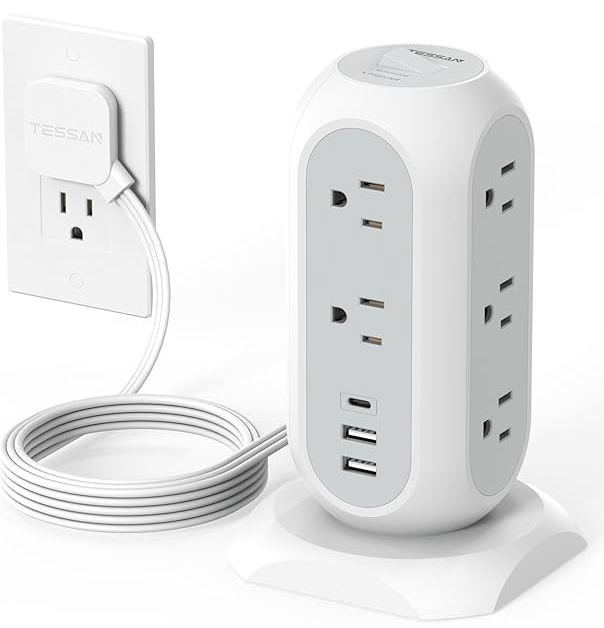 Tower plug with USB ports.