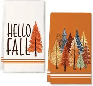 Fall themed kitchen dish towels.