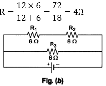 Three 6Ω resistors for 4Ω: series combination two 6Ω parallel with third 6Ω resistor circuit diagram