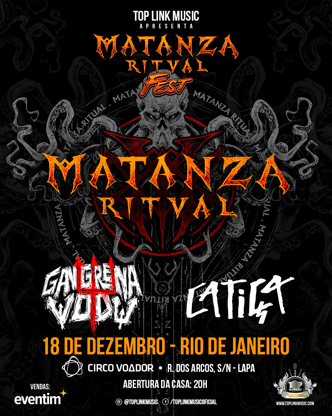 Matanza Ritual Fest 2026 volta ao Circo Voador com Gangrena Vodu e Catïça