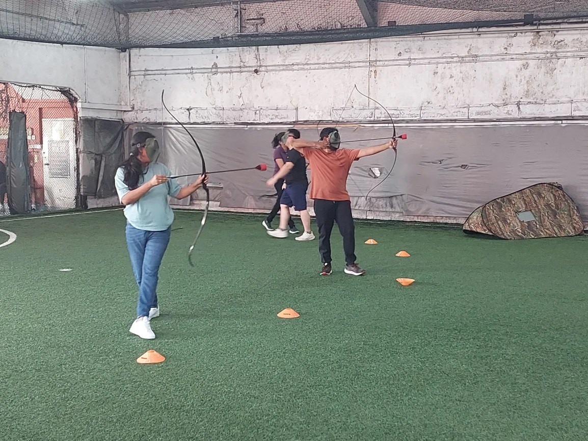 Micron colleagues playing Archery Tag with Cohesion