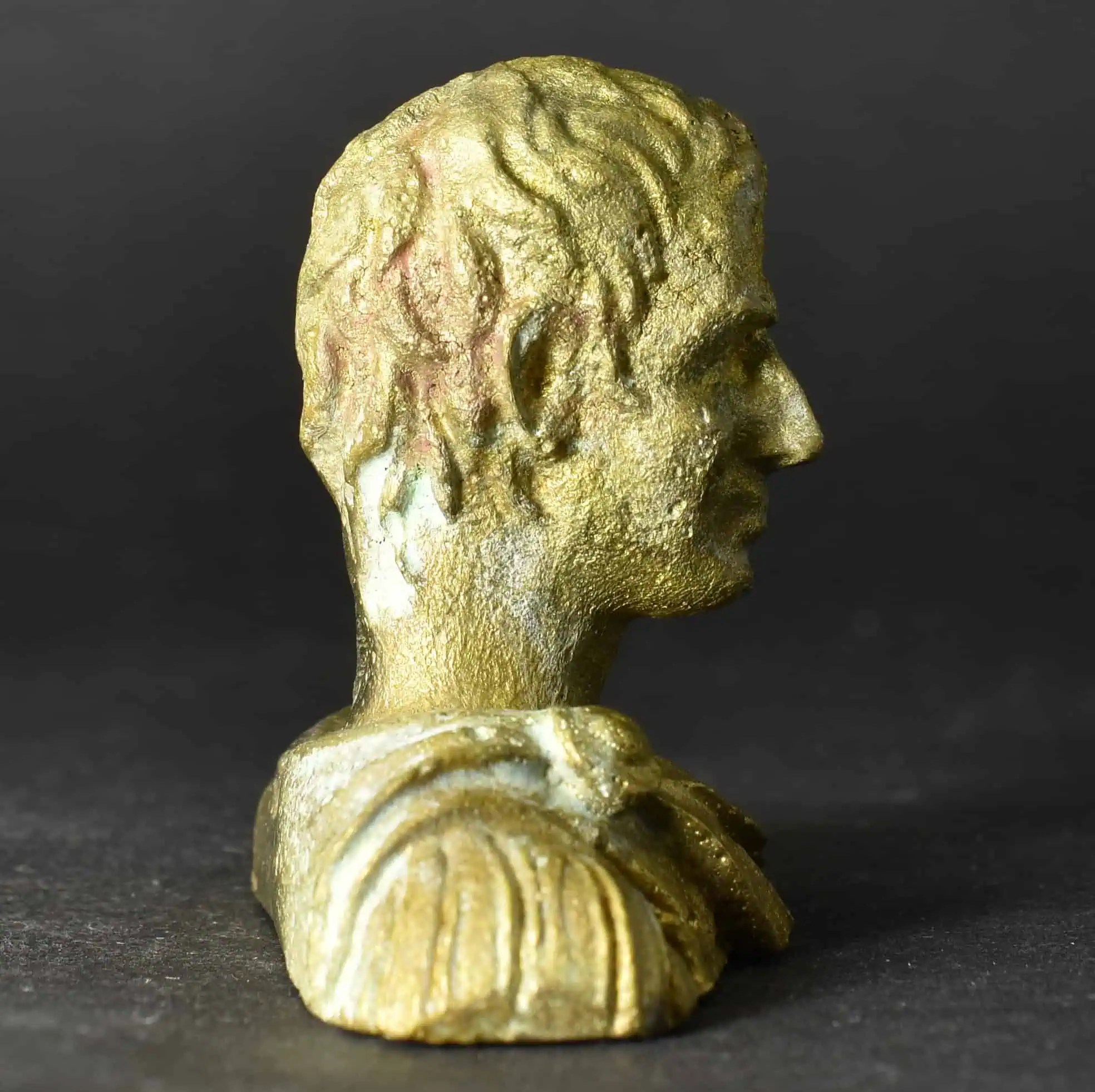 Julius Caesar statuette angle five solid bronze bust