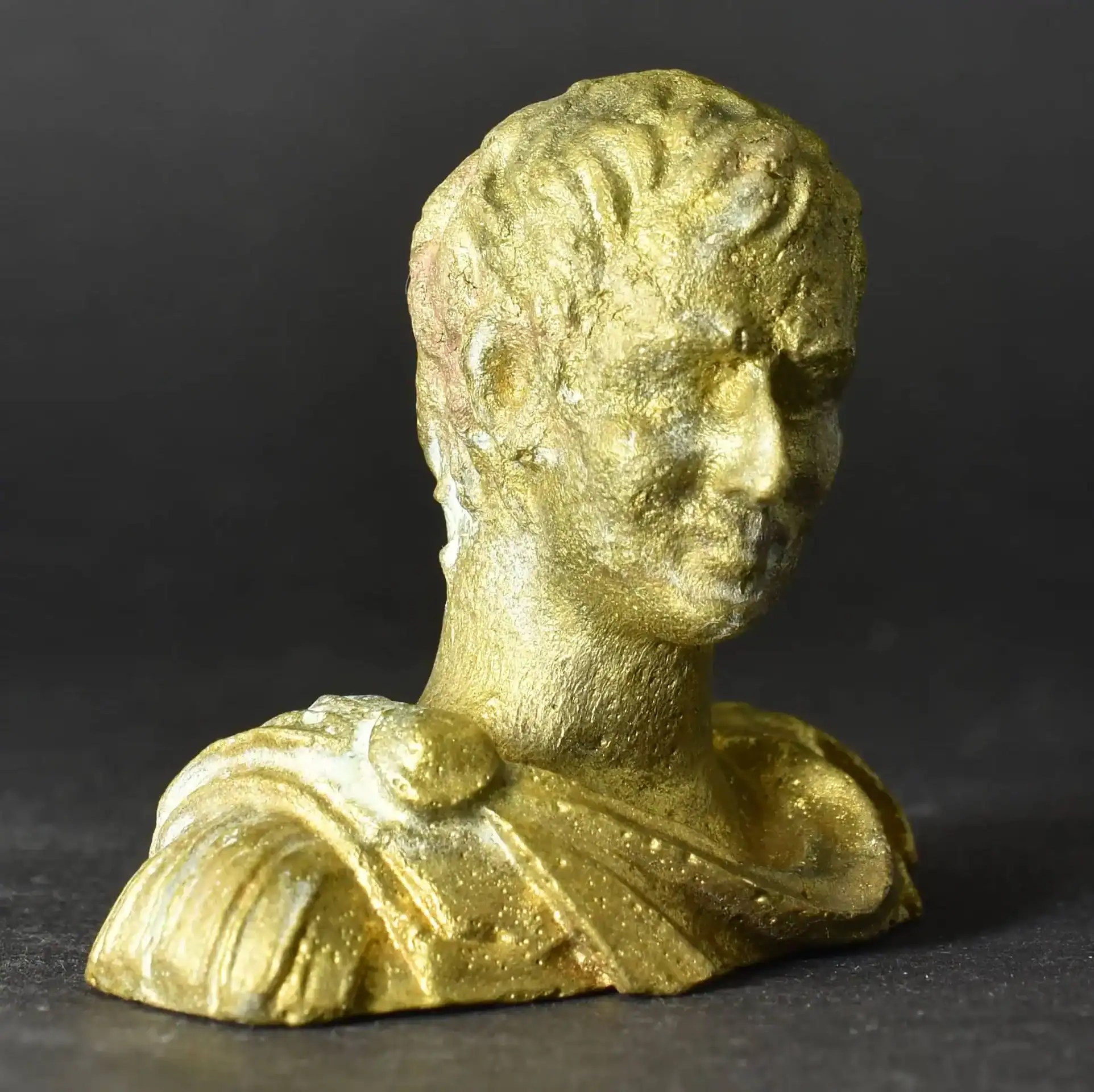 Julius Caesar statuette angle three solid bronze bust