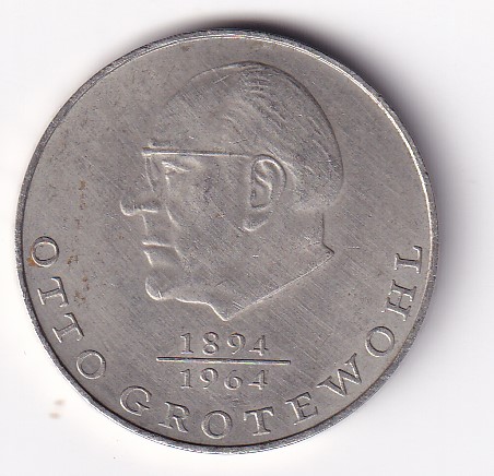 German 20 Mark 1973 - Otto Grotewohl Rare Commemorative UNC Coin