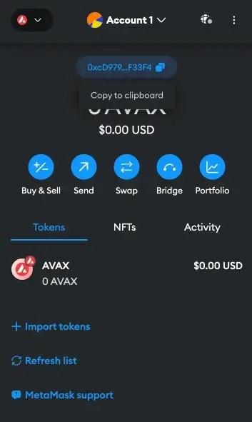 Step 2. Copy the Address of Your MetaMask Wallet