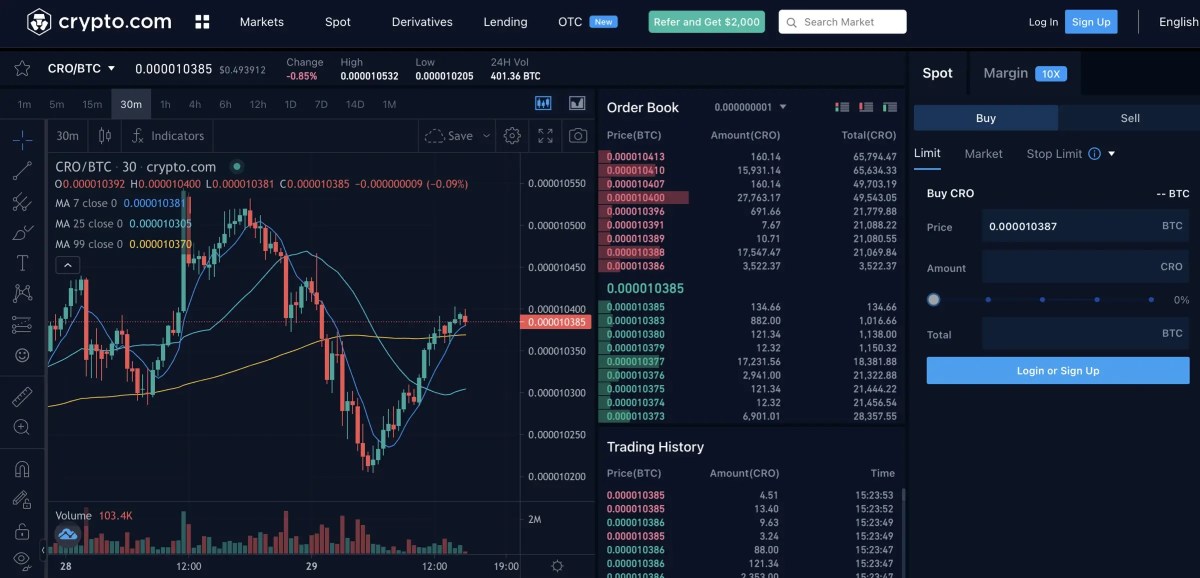 5. Crypto.com - Trading Interface