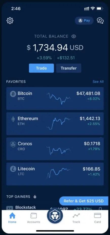 6. Crypto.com - Mobile Trading Interface