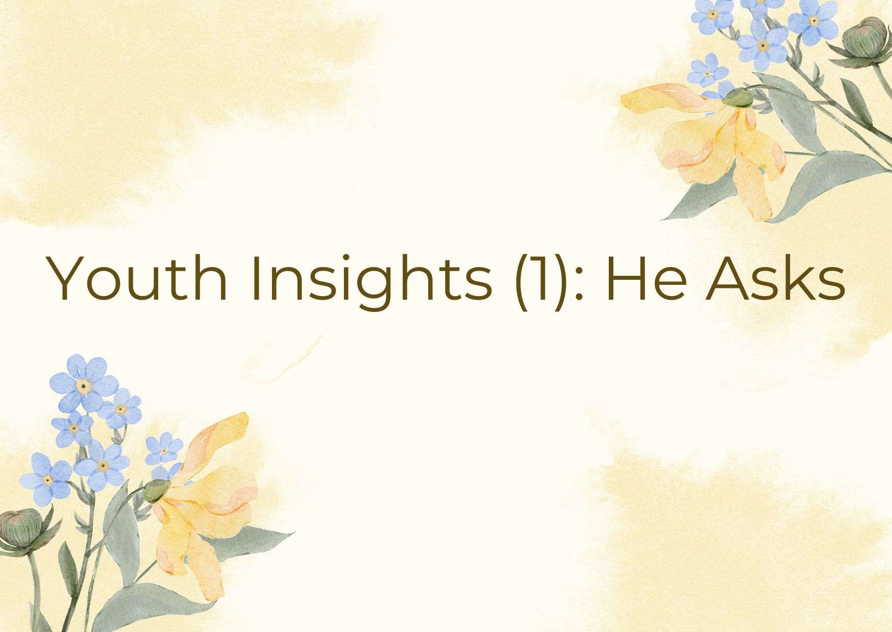 Read more about the article Youth Insights (1): He Asks