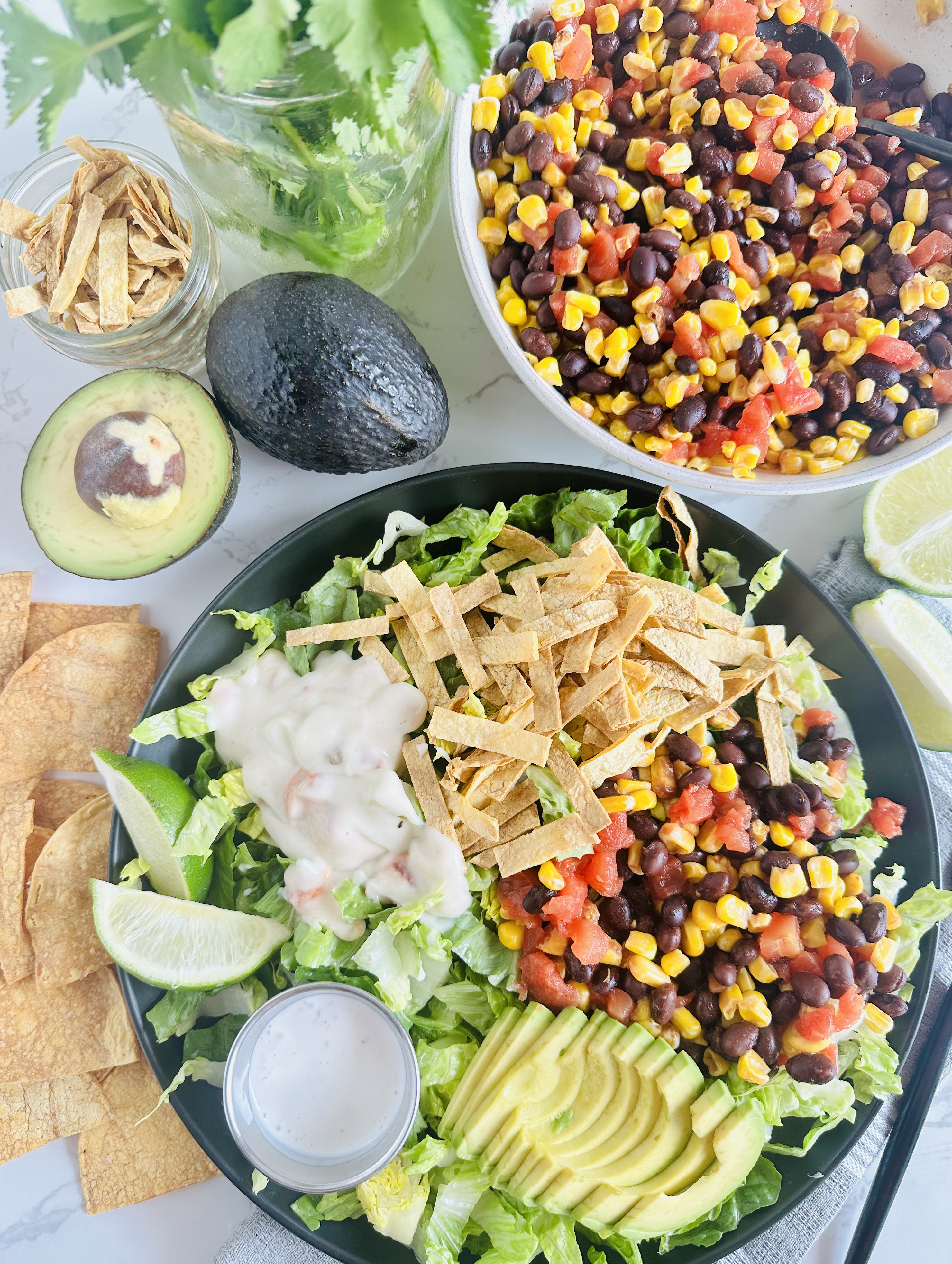 Vegan Mexican Salad with Cilantro Ranch Dressing
