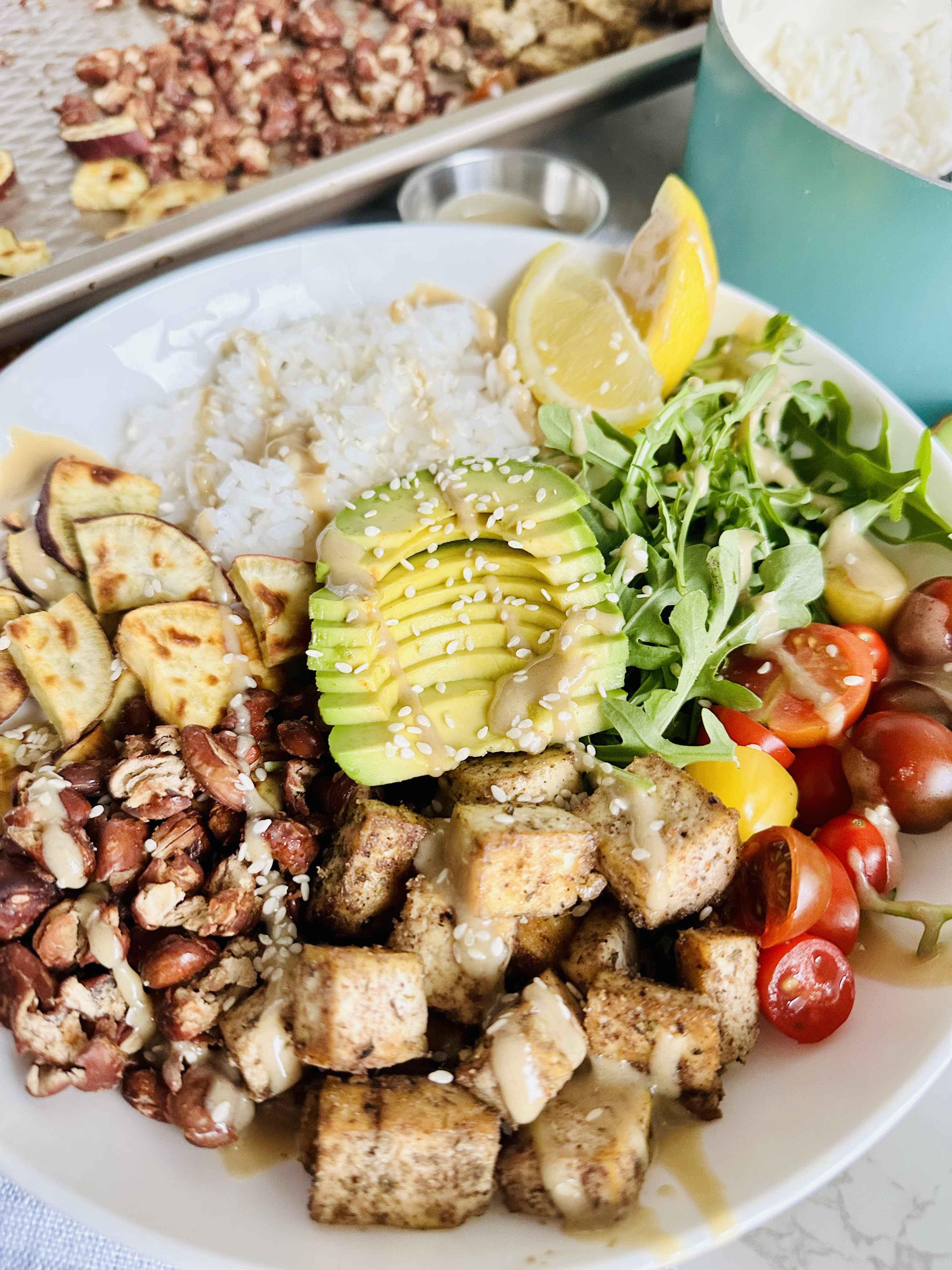 Single Serving Buddha Bowl with Tahini Honey Dressing