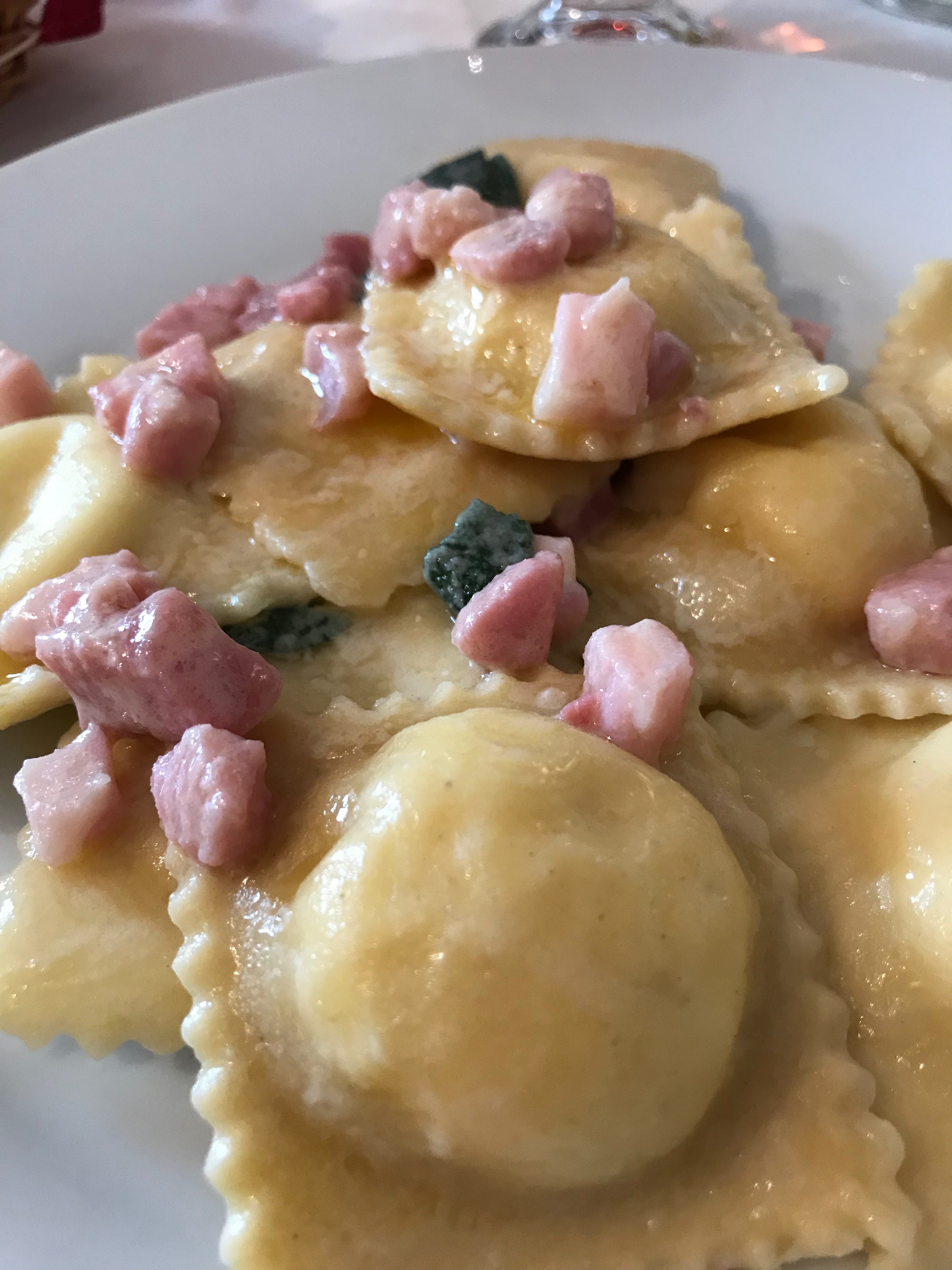 Ravioli with ham and peccorino