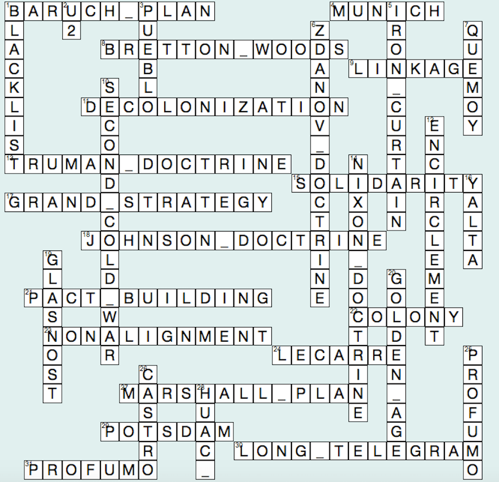 Cold War Essentials Crossword Puzzle Key