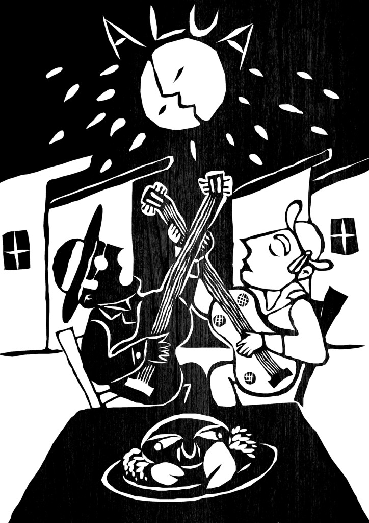 A LUA. Simbologia que representa os ciclos vitais e emocionais foi representada por Violeiros duelando