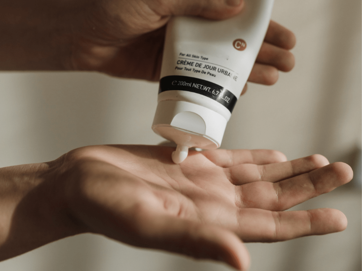 cream being applied to the hands