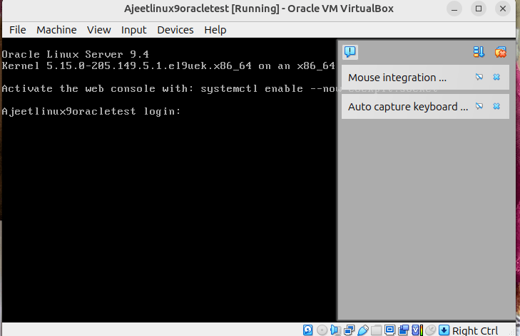 Oracle linux VM