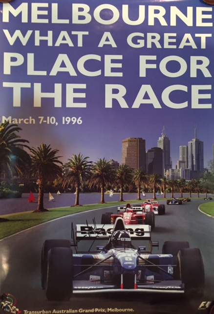1996 Australian Gp At Melbourne Poster Signed By Damon Hill