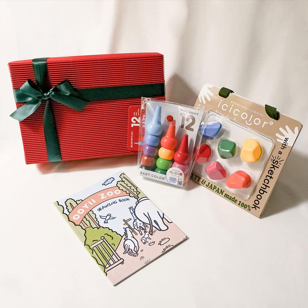 滾滾石蠟筆跟積木蠟筆+今治毛巾聖誕禮盒