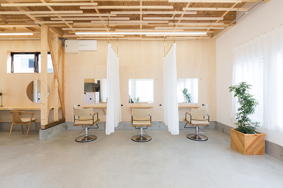 滋賀県の美容室・美容院・ヘアサロンの内装デザイン事例（株式会社colmo design plus i）