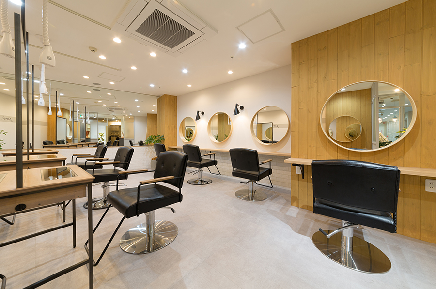 大阪府の美容室・美容院・ヘアサロンの内装デザイン事例（株式会社colmo design plus i）