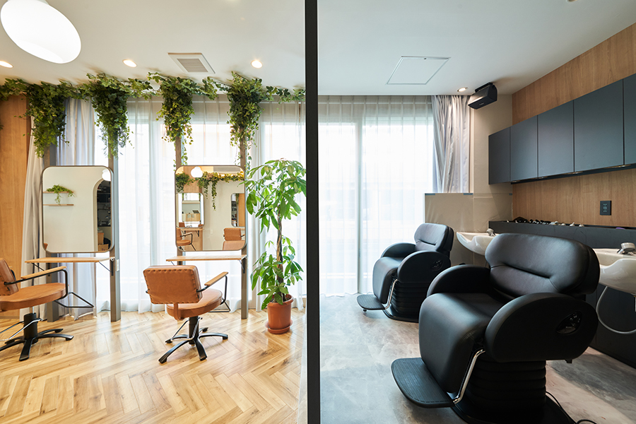 大阪府の美容室・美容院・ヘアサロンの内装デザイン事例（株式会社colmo design plus i）