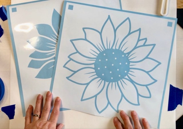 Photo of the two stencils used in today's Screen Print A Two Color Canvas Bag post. 