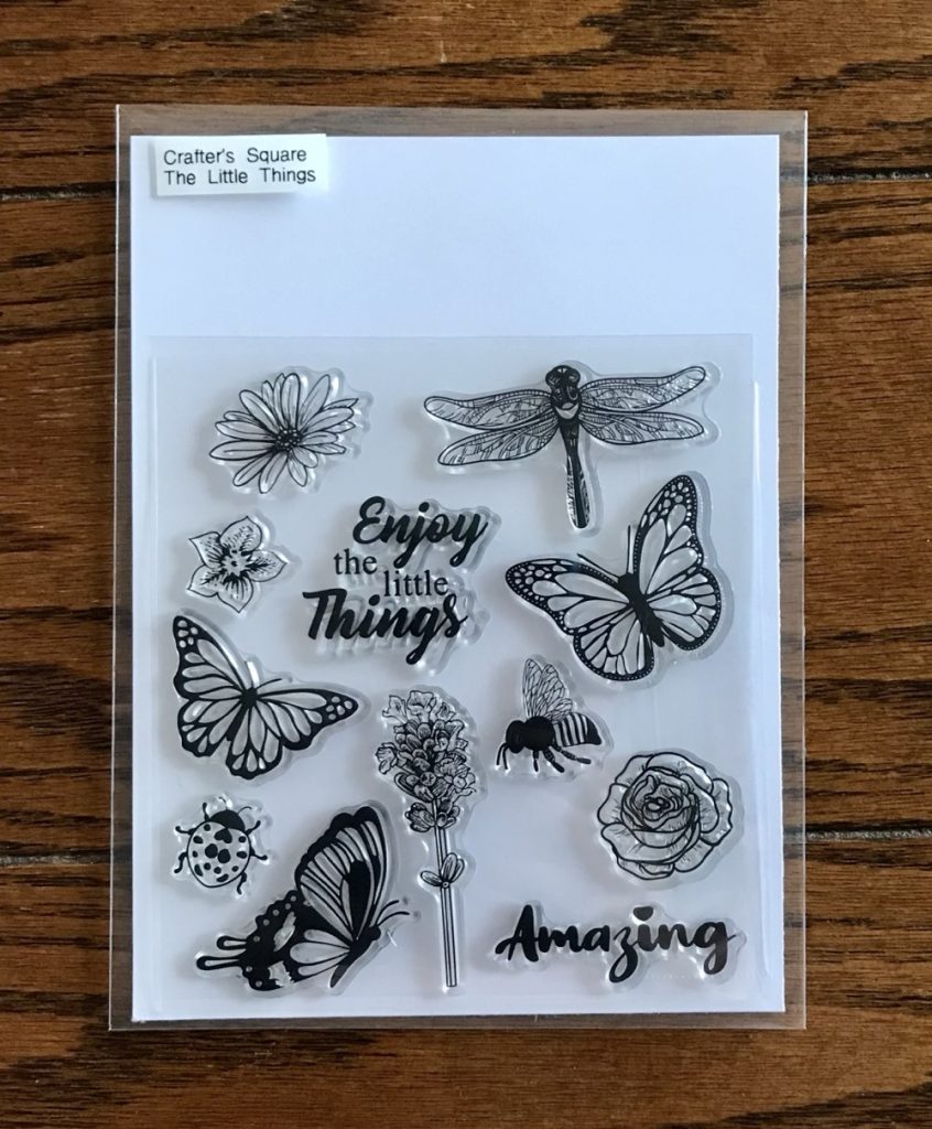 Photo of the Crafter’s Square stamp set The Little Things by the Dollar Tree used on the inspiration card.