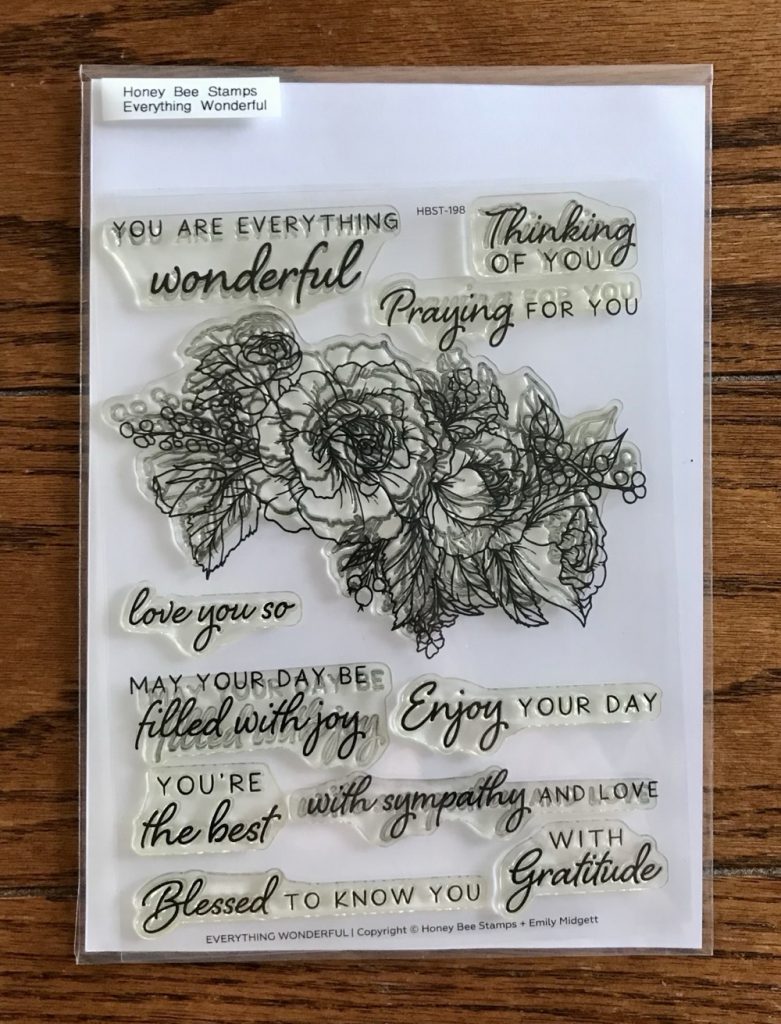 Photo of the stamp set used for the sentiment on the last card for today’s post, Honybee Stamps Everything Wonderful stamp set. 