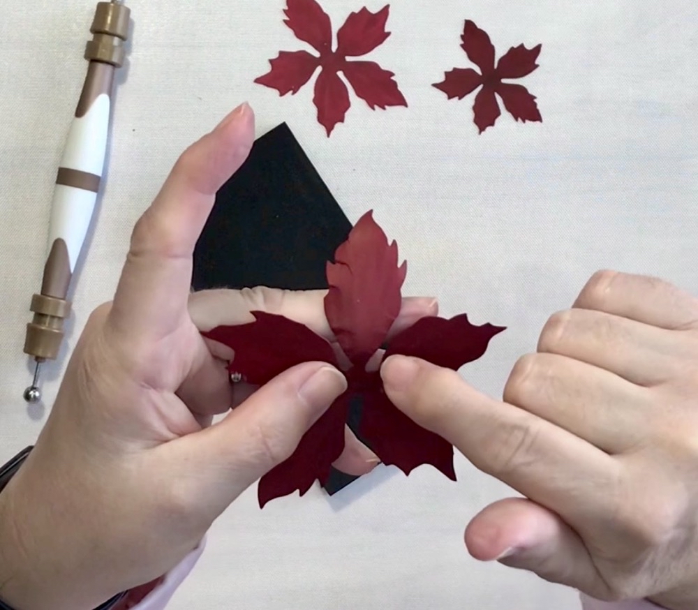 Photo of the look of the petal after shaping it for today's Make a Winter Poinsettia Card post.