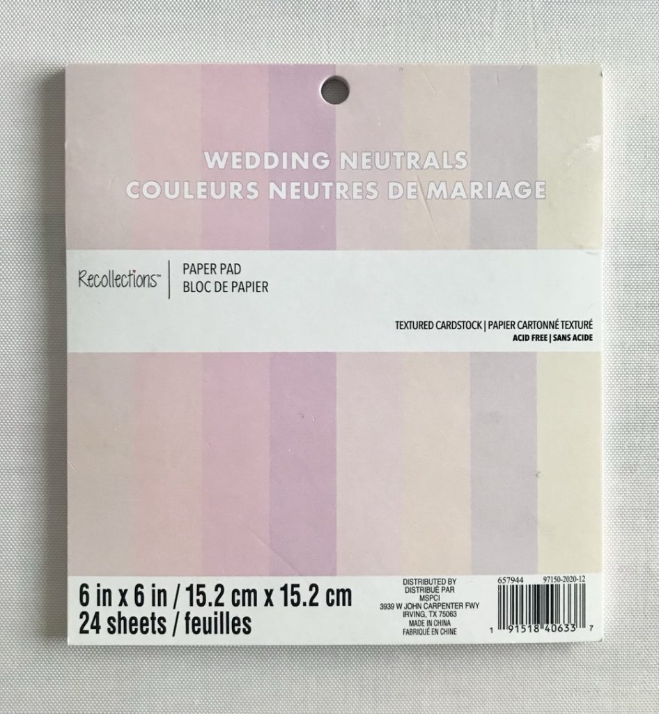 Photo of the Recollections Wedding Neutrals 6x6 paper pad used in today's Two Stunning Cards, One Love SVG post.