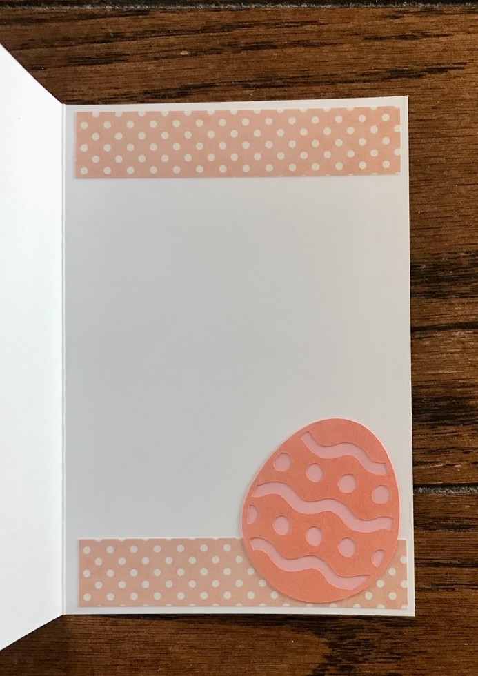 Photo of the inside of the Easter egg card showing two additional pieces of pattern paper as well as a third Easter Egg.