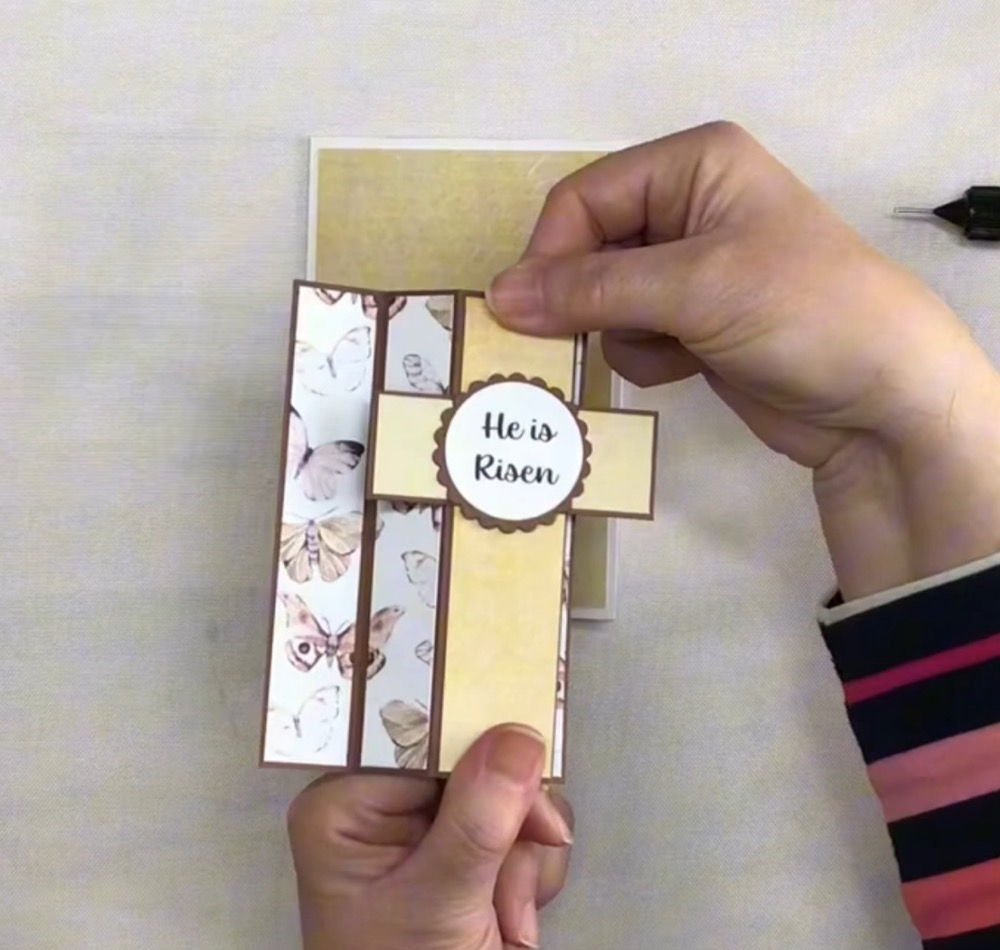Photo showing how I folded the card to place it perfectly on the card front.